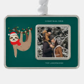 フェスティバルスロット自分の写真を追加 シルバープレートフレームオーナメント (正面)