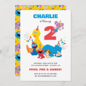 フェスティバルセサミストリート子供の誕生日パーティー 招待状 (正面/裏面)