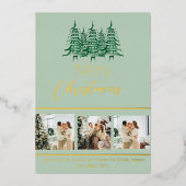 フェスティバルセージグリーンクリスマスパゴダツリー 箔シーズンカード (正面)