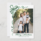 フェスティバルセージ緑クリスマスリボン2写真 シーズンカード (正面)
