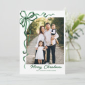 フェスティバルセージ緑クリスマスリボン2写真 シーズンカード (スタンド正面)