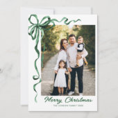 フェスティバルセージ緑クリスマスリボン2写真 シーズンカード (正面)