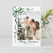 フェスティバルセージ緑クリスマスリボン2写真 シーズンカード (スタンド正面)