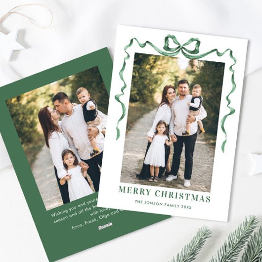 フェスティバルセージ緑クリスマスリボン2写真 シーズンカード