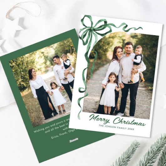 フェスティバルセージ緑クリスマスリボン2写真 シーズンカード