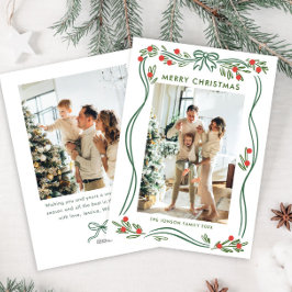 フェスティバルセージ緑クリスマスリボン2写真 シーズンカード