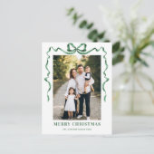 フェスティバルセージ緑クリスマスリボン2写真 ポストカード (スタンド正面)