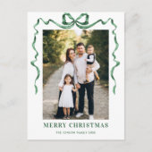 フェスティバルセージ緑クリスマスリボン2写真 ポストカード (正面)