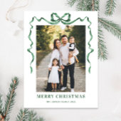 フェスティバルセージ緑クリスマスリボン2写真 ポストカード