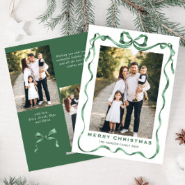 フェスティバルセージ緑クリスマスリボン3写真 シーズンカード