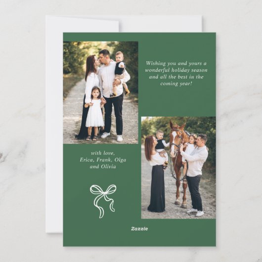 フェスティバルセージ緑クリスマスリボン3写真 シーズンカード (裏面)