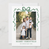 フェスティバルセージ緑クリスマスリボン5写真 シーズンカード (正面)