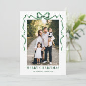 フェスティバルセージ緑クリスマスリボン5写真 シーズンカード (スタンド正面)