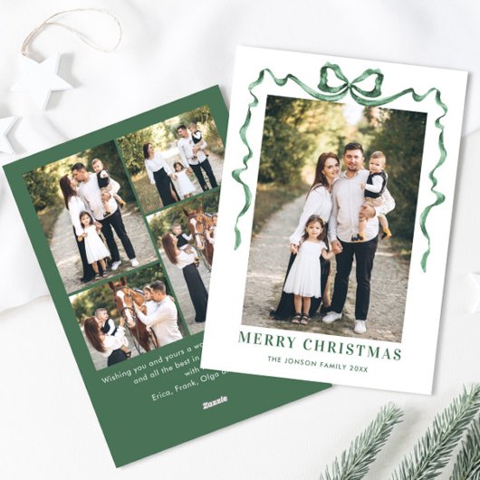 フェスティバルセージ緑クリスマスリボン5写真 シーズンカード