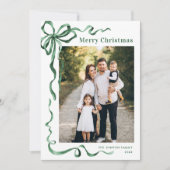 フェスティバルセージ緑クリスマスリボン5写真 シーズンカード (正面)