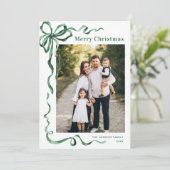 フェスティバルセージ緑クリスマスリボン5写真 シーズンカード (スタンド正面)