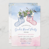 フェスティバルソックスフローラクリスマスジェンダーの表示パーティー 招待状 (正面/裏面)