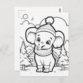 フェスティバルゾウの子供の着色 ポストカード (正面/裏面)
