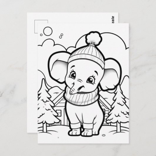 フェスティバルゾウの子供の着色 ポストカード (正面/裏面)