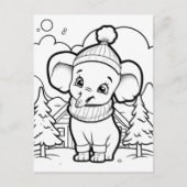 フェスティバルゾウの子供の着色 ポストカード (正面)