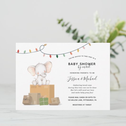 フェスティバルゾウ赤ちゃんシャワーbyメール 招待状 (スタンド正面)
