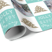 フェスティバルタイポグラフィクリスマスツリーファミリーフォト ラッピングペーパー (ロールコーナー)