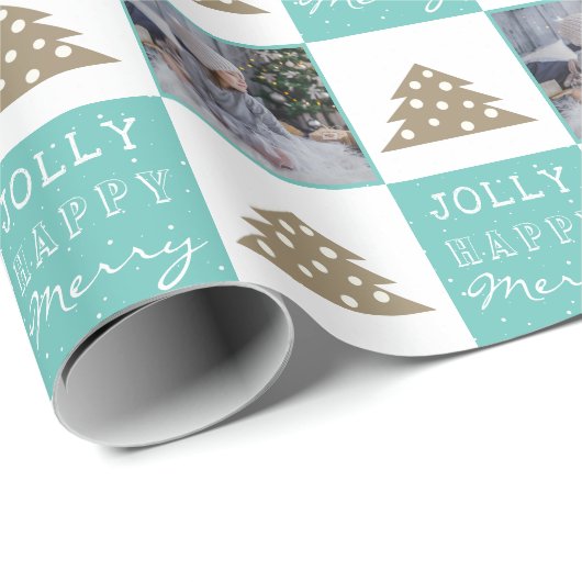 フェスティバルタイポグラフィクリスマスツリーファミリーフォト ラッピングペーパー (ロールコーナー)