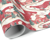 フェスティバルタイルのクリスマストレインパターン ラッピングペーパー (ロールコーナー)