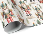 フェスティバルタイルのクリスマスナツクラッカーの水色 ラッピングペーパー (ロールコーナー)