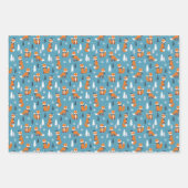 フェスティバルタイルのクリスマスフォックスホリデイ ラッピングペーパーシート (正面3)