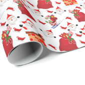 フェスティバルタイル張りクリスマスサンタホリデイ ラッピングペーパー (ロールコーナー)