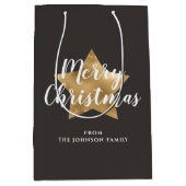 フェスティバルタウペブラウン金ゴールドスタークリスマス ミディアムペーパーバッグ (正面)