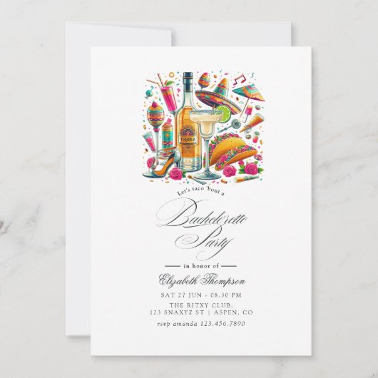 フェスティバルタコス&テキラフィエスタバチェロレッテバッシュ 招待状 (正面)