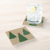 フェスティバルタンクリスマスツリーパターン ガラスコースター (アングル)