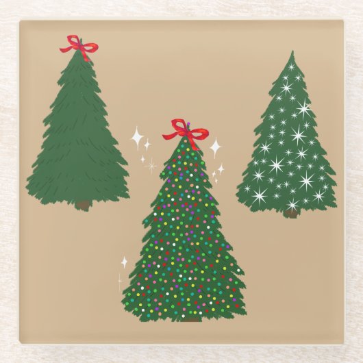 フェスティバルタンクリスマスツリーパターン ガラスコースター (正面)
