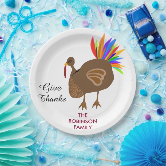 フェスティバルターキーカラフルフザーディナー ペーパープレート (パーティー)