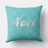 フェスティバルターコイズブルー&シルバーノエル装飾 クッション (裏面)