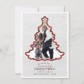 フェスティバルタータンチェッククリスマスツリーフレームホリデーフォト シーズンカード (正面)