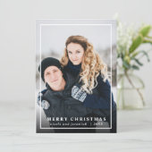 フェスティバルタータンチェックグレーレッドメリークリスマスフォト シーズンカード (スタンド正面)