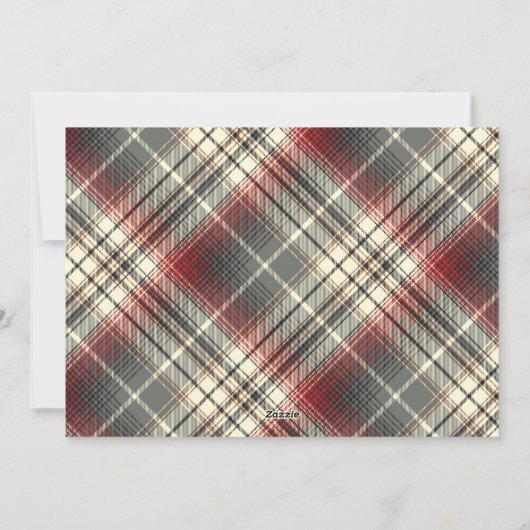 フェスティバルタータンチェックグレーレッドメリークリスマスフォト シーズンカード (裏面)