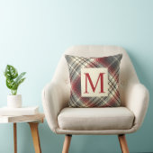 フェスティバルタータンチェックグレーレッドモノグラムイニシャル クッション (椅子)