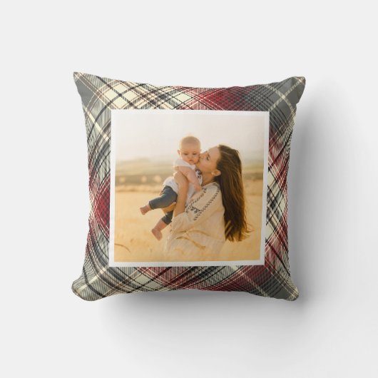 フェスティバルタータンチェックグレーレッド写真 クッション (正面)