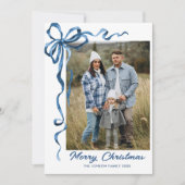 フェスティバルダスティブルークリスマスリボン2写真 シーズンカード (正面)