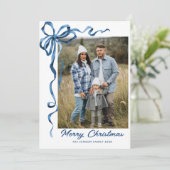 フェスティバルダスティブルークリスマスリボン2写真 シーズンカード (スタンド正面)