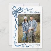 フェスティバルダスティブルークリスマスリボン2写真 シーズンカード (正面)