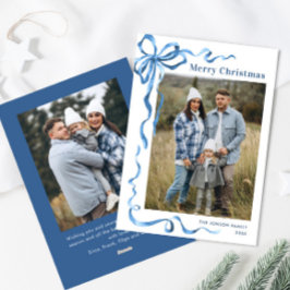 フェスティバルダスティブルークリスマスリボン2写真 シーズンカード