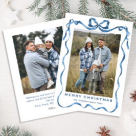 フェスティバルダスティブルークリスマスリボン2写真 シーズンカード