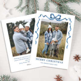 フェスティバルダスティブルークリスマスリボン2写真 シーズンカード