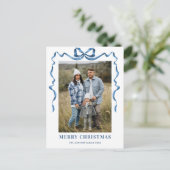 フェスティバルダスティブルークリスマスリボン2写真 ポストカード (スタンド正面)