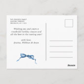 フェスティバルダスティブルークリスマスリボン2写真 ポストカード (裏面)